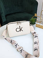 Классная женская сумочка Calvin Klein, шикарная маленькая сумка клатч через плечо Молочный