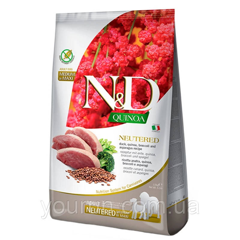 Farmina N&D Quinoa Neutered Medium Maxi Duck-Корм для дорослих стерилізованих собак середніх/великих 2.5кг