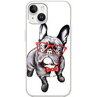 Чехол Силиконовый для Телефона с Принтом на IPhone 15 Plus (Собака, Французский Бульдог)