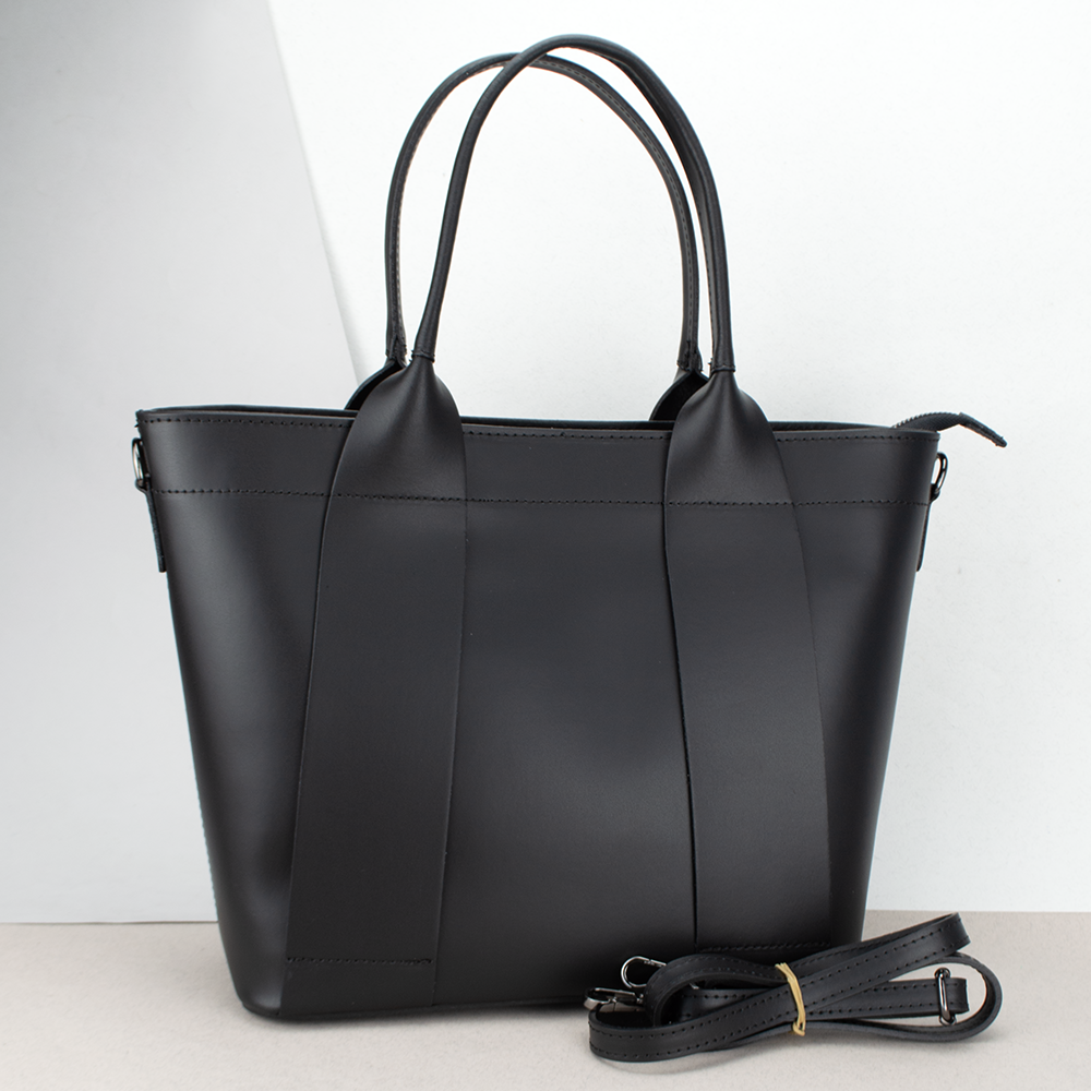 Жіноча сумка-шопер шкіряна Virginia Conti 02653 велика з 2 ручками чорна