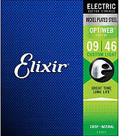 Струны для электрогитары Elixir 19027 Optiweb Nickel Plated Steel Custom Light 9/46