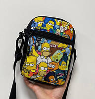 Барсетка через плечо \ сумка барсетка \ мессенджер "The Simpsons" черная с ярким принтом