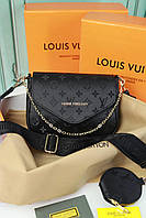 Жіноча стильна міні-сумочка Louis Vuitton, модна сумка клатч через плече чорного кольору