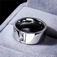 Женское кольцо с камнем из нержавеющей стали, цвет серебро, размер 17