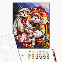 Картина за номерами "Сім'я котиків-гуцулів © Маріанна Пащук", "BS53737", 40x50 см