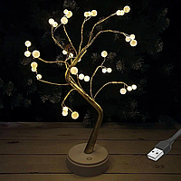 Настільний світильник нічник "Перлинне дерево" від USB та батарейок, 50см, 36LED, Теплий білий