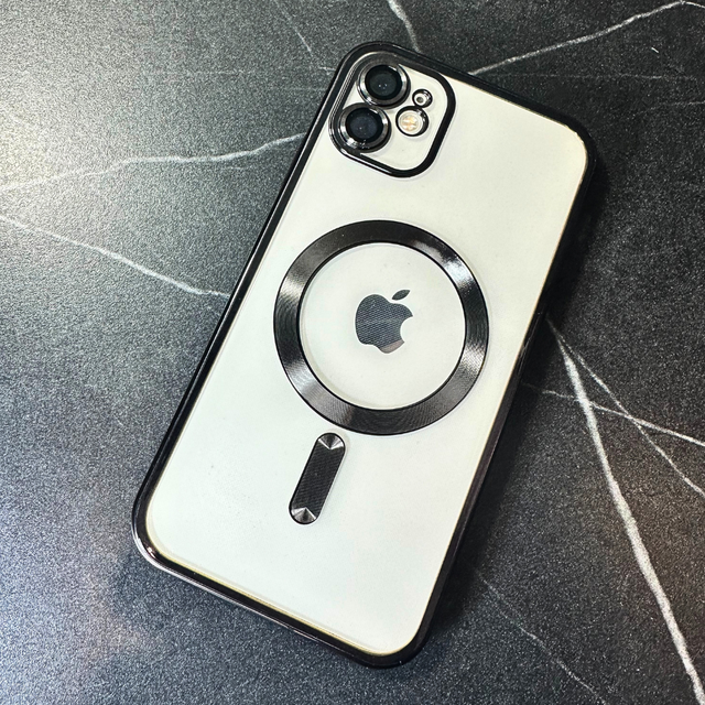 Квадратный чехол iPhone 11 с технологией MagSafe прозрачный на айфон 11 ...