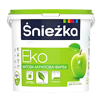 Интерьерная краска для стен и потолка Sniezka Eko белая 5л (7кг)