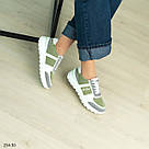 Комбінован оливково-сірі жіночі кросівки натуральна шкіра та замша 36,39,41, фото 8