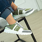 Комбінован оливково-сірі жіночі кросівки натуральна шкіра та замша 36,39,41, фото 2