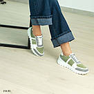 Комбінован оливково-сірі жіночі кросівки натуральна шкіра та замша 36,39,41, фото 3