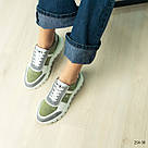 Комбінован оливково-сірі жіночі кросівки натуральна шкіра та замша 36,39,41, фото 7