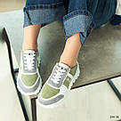 Комбінован оливково-сірі жіночі кросівки натуральна шкіра та замша 36,39,41, фото 9