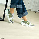 Комбінован оливково-сірі жіночі кросівки натуральна шкіра та замша 36,39,41, фото 6