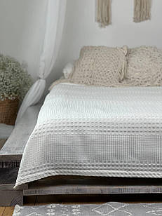 Плед покривало "Pike", 100% бавовна, молочний колір (Розміри і кольори в асортименті)