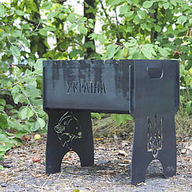Мангал розбірний подарунковий на 6 шампурів – Україна. Розмір – 380х300х440 мм