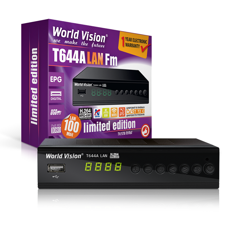 World Vision T644A LAN FM - Т2 Тюнер DVB-T2/C + FM радіо