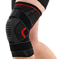 Наколінник з фіксуючим ременем та силіконовим кільцем та спіральними ребрами жорсткості SIBOTE ST-7214 1шт М