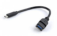 Кабель Cablexpert (A-OTG-CMAF3-01), USB3.0 Type-C - USB Type-A, 0.2 м, черный GL, код: 6754092