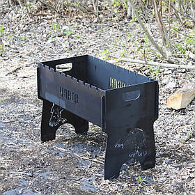 Мангал розбірний з індивідуальним написом на 10 шампурів – Voron. Розмір – 500х300х440 мм