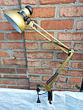 Настільна лампа на струбцині висока з вимикачем на плафоні, Е27, "Золото" LOGA, фото 5