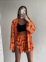 Костюм жіночий літній з принтом із софту кімоно і шорти (Норма), фото 6