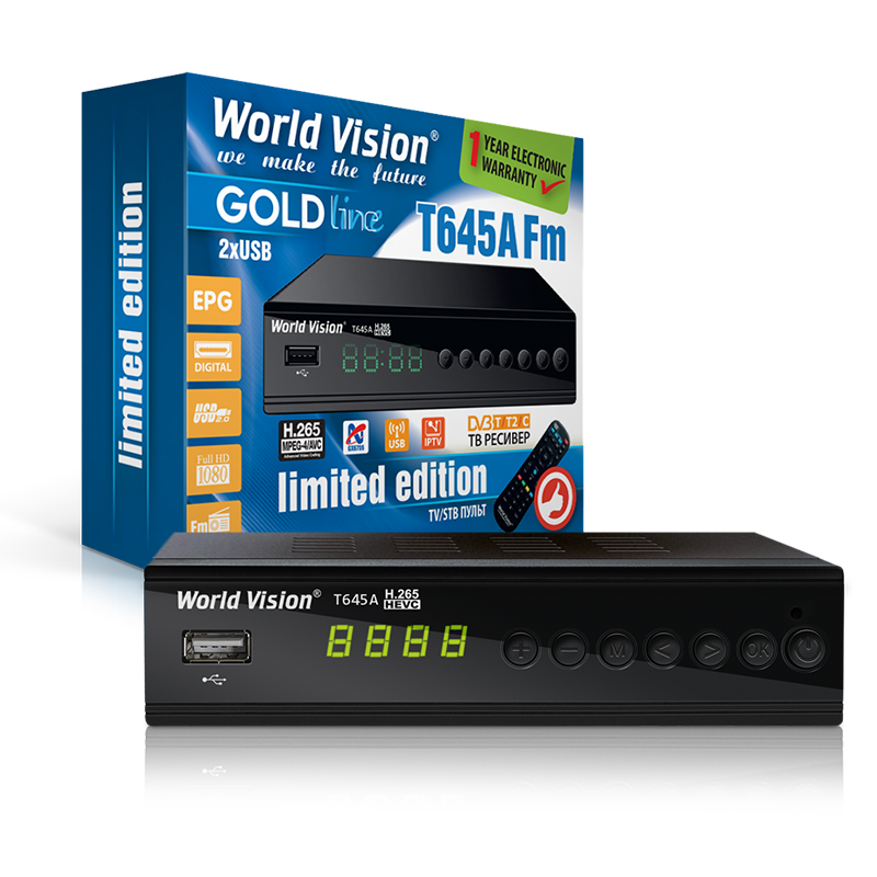 World Vision T645A FM H.265 HEVC - Т2 Тюнер DVB-T2/C + FM радіо