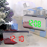 Настольные зеркальные LED часы с будильником и термометром VST 1826 White 9089