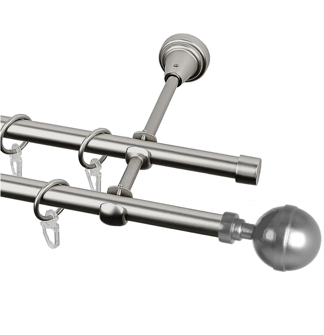 Карниз кований для штор подвійний сатин Калисто 16мм діаметр гладка комплект, фото 1