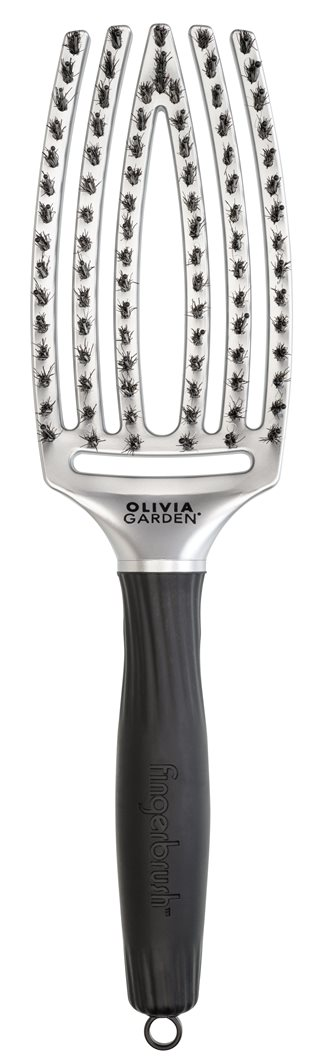 Щітка для волосся Olivia Garden Fingerbrush Care Iconic Boar&Nylon Silver