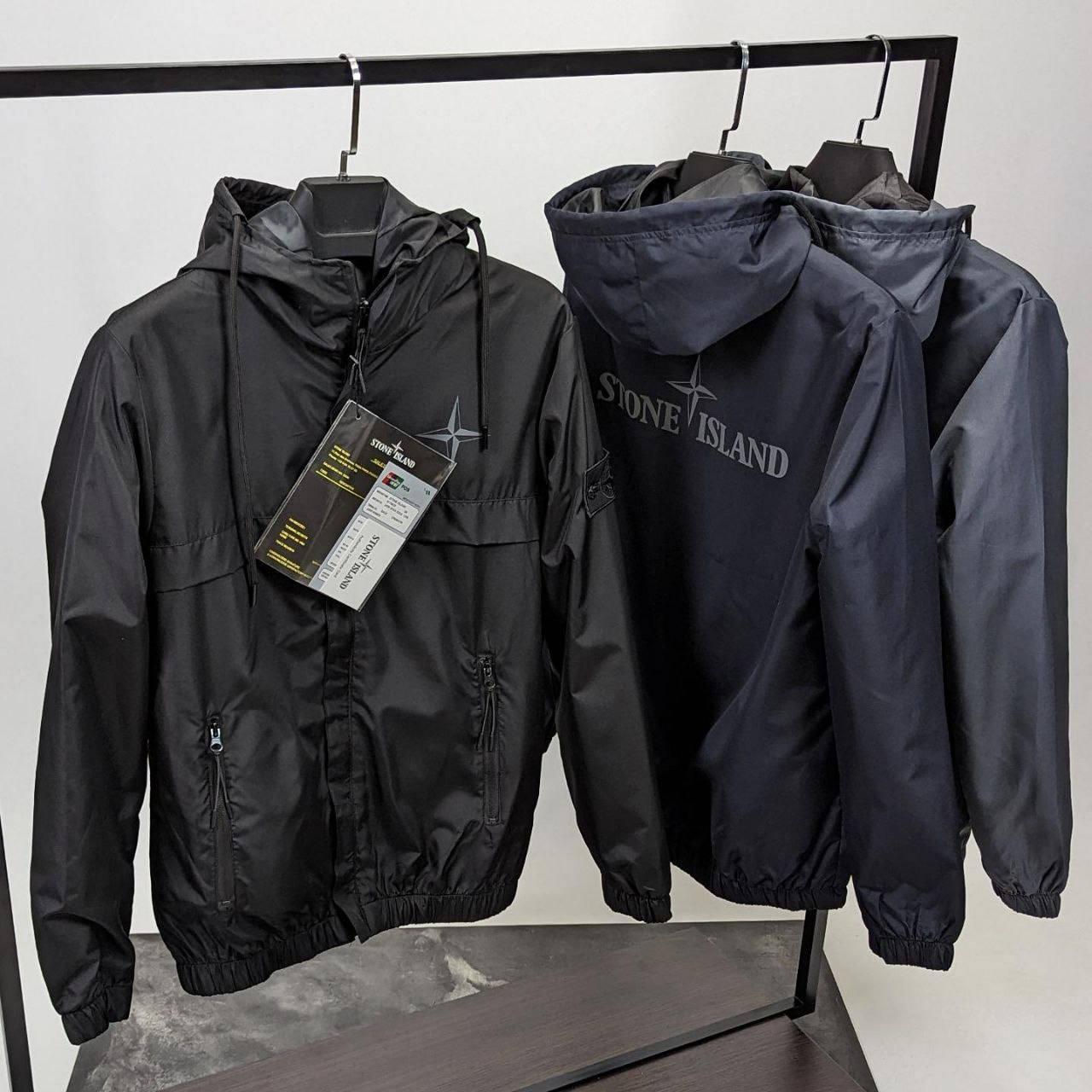 Чоловіча куртка вітровка Stone Island CK7490 чорна XL