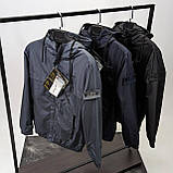 Чоловіча куртка вітровка Stone Island CK7490 чорна XL, фото 8