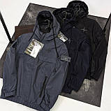 Чоловіча куртка вітровка Stone Island CK7490 чорна XL, фото 5
