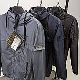 Чоловіча куртка вітровка Stone Island CK7490 чорна XL, фото 11