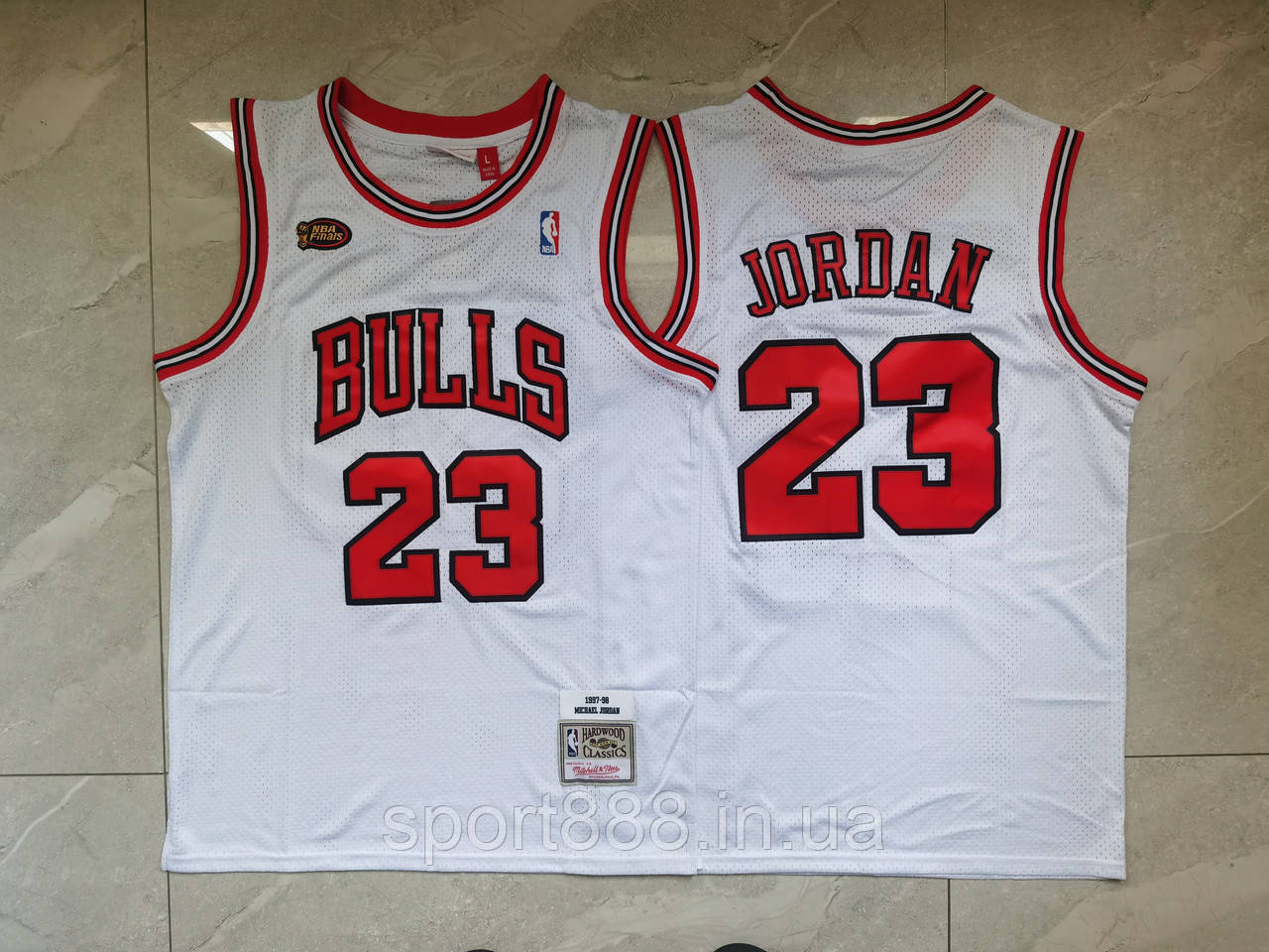 Майка чоловіча біла баскетбольна Джордан Jordan Chicago Bulls NBA Finals