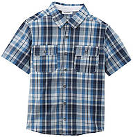 Рубашка с коротким рукавом для мальчика 3pommes 12035 синяя в клетку 98-140