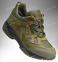 Шкіряні тактичні кросівки на мембрані / трекінгове демісезонне взуття для військових COGUAR Stimul (olive)