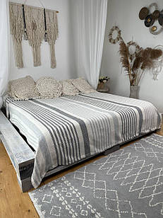 Плед покривало "Line", 100% бавовна, сірий колір (Розміри і кольори в асортименті)