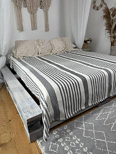 Плед покривало "Line", 100% бавовна, темно-сірий колір (Розміри і кольори в асортименті)