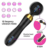 Вібратор двосторонній 22.3 х 4.5 см, Вібратор у формі мікрофона, Силіконовий вібратор від USB, Інтимні іграшки, фото 6