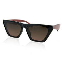 Солнцезащитные очки в черной оправе с бордовыми дужками