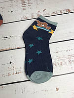 Шкарпетки теплі для діток Розмір 31-37 темно-сині з зірочками та ведмедиком