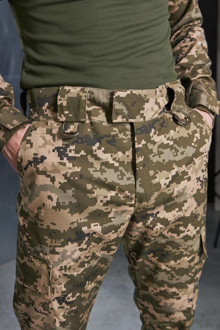 Міцні піксельні чоловічі штани на весну ріп стоп ЗСУ, військові штани камфляж на липучках для чоловіків