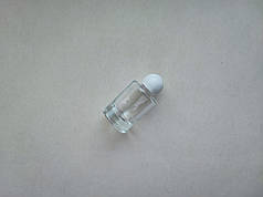 10 - 10.5 мл Круглий флакончик скляний прозорий з кришкою біла кулька, пляшка, атомайзер, флакон, ємкість, пляшечка