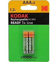 Батарейки аккумуляторные акб "Kodak" AAA/HR3 (1.2V, Ni-Mh, 1000mAh, блістер, 2шт)