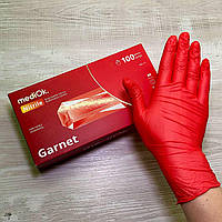 Перчатки нитриловые "MediOk", Garnet (красные). 3.8 г. размер M
