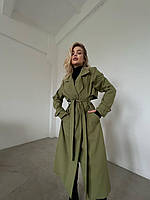 RAY Женский универсальный тренч с поясом плотный коттон-парка ткань (черный, мокко, графит, оливка); размер:
