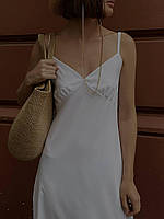 IZI Однотонное легкое платье комбинация свободного кроя на бретельках универсального размера; белый, черный,