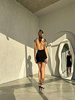 Ray Женское черное платье на бретелях завязках с открыто спиной; размер: 42-44, 44-46