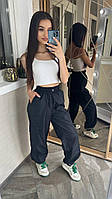 ВАУ! Женские базовые штаны карго с боковыми карманами (черный, кофейный, графитовый); размер: 42-44, 46-48